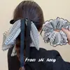 Pañuelo Cuadrado de Cuadros Estilo Coreano Scrunchie Lazo para Cola de Caballo Baja Cuerda para el Cabello Diadema Fresco y Dulce