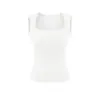 Camisola Gris para Mujer 2026, Cubriendo los Lados del Busto, Cuello Cuadrado, Sin Mangas, Tirantes Anchos, Estilo Retro Americano, Top Básico Sexy