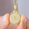 ¿Oveja de jade blanco gorda? Colgante hueco baño oro arena grueso 18K? Collar colgante de jade con hebilla de seguridad y bendición artesanal