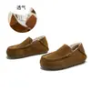 Zapatos Cálidos de Piel Genuina Doble Uso 2025 Invierno Nuevo Estilo Mocasines Planos Zapatos Planos de Algodón Zapatos Casuales Retro para Mujer