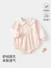 Mameluco de Bebé de Manga Larga para Primavera y Otoño con Lazo Rosa, Conjunto para Casa y Salidas, Ropa Infantil Jinghua de Otoño