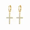 Pendientes de Cruz de Latón Electrochapado en Oro Real de Nuevo Estilo, Venta Caliente Transfronteriza Europea y Americana para Mujer, que Combinan con Todo