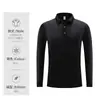 Camisas polo de manga comprida para primavera e outono, camisetas gola polo de cor sólida, roupas com estampa personalizada para cultura corporativa, uniformes de trabalho com logotipo