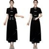 Vestido Novo Popular de Transmissão ao Vivo Drop Shipping de Uma Peça Estilo Chinês Novo Falso de Duas Peças Verão 2025 Novo Estilo Roupas Femininas
