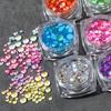 Cuentas de pescado humano color mágico en caja mixtas grandes y pequeñas hielo transparente redondas planas de vidrio cuentas de burbuja de perla decoración de uñas venta al por mayor