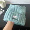 Gorro de Punto de Lana Estilo Coreano Cálido con Orejas de Gato Otoño Invierno Protección para los Oídos al Aire Libre para Mujer Versátil con Forro de Forro Polar Hace que la Cara Parezca Más Pequeña