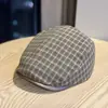 Nuevo Sombrero Versátil de Cuadros Vintage Orientado Hacia Adelante para Mujer, Nuevo Sombrero de Pintor Artístico Transpirable, Boina de Doble Uso Que Hace Que la Cara Parezca Más Pequeña