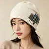 Gorro de punto holgado retro patchwork de invierno, cálido y elegante, con diseño en capas, perfecto para el invierno