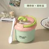 Taza de cerámica aislada y linda para el desayuno, para oficinistas, con tapa, adecuada para llevar leche de soya o leche de avena
