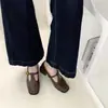 Zapatos Mocasines de Tacón Grueso de Diseño de Nicho Cuadrados de Cuero para Principios de Otoño Zapatos Retro Franceses Mary Janes Zapatos para Mujer