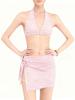 [3 Colores] Nuevo Traje de Baño para Mujer de Vacaciones Traje de Baño Dividido Rosa de Playa Bikini de Tres Piezas con Falda