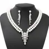 Conjunto de Collar, Pendientes y Pulsera Europeos y Americanos de Perlas de Imitación Transfronterizo, Multicapa, Versátil, Adecuado para Combinar con Vestido, Banquete y Boda