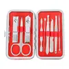 Set de 9 Cortauñas en Estuche de Cuero, Set de Cortauñas Cuadrado, Set Completo de Herramientas de Belleza y Manicura, Cortauñas