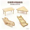 Hamster plataforma de madera tumbona, mesa triangular, juguetes y accesorios de madera natural para mascotas pequeñas para crear un paisaje dentro de una jaula de hámster sirio
