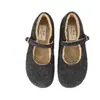 Zapatos Mary Jane franceses grises de alta gama, zapatos peludos para otoño e invierno, con forro adicional para abrigar, zapatos de algodón, zapatos de vestir, zapatos para conducir