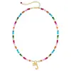 Collar de Cuentas de Cristal Amazon 26 Letras Inglesas Colgante de Corazón Collar Corto Ajustable para Mujeres Temporada de Vacaciones de Verano
