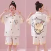 Pijama de seda de hielo para niñas, nuevo modelo de verano 2026, delgado de manga corta estilo princesa para niñas, adecuado para usar afuera en verano