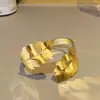 Europeu e Americano Luxo Leve Alto Padrão Exagerado Folha Aberta Larga Pulseira Marca Grande Exibição Latão Banhado a Ouro Latão Vintage Pulseira
