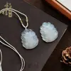 Directamente del fabricante: Collar con Colgante de Ágata Blanca Calcedonia Tipo Hielo, Hebilla de Paz Buda Guanyin Maitreya, Amuleto con Forma de Hoja al por Mayor