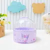Caixa de Armazenamento Redonda Pequena Kuromi Melody Fofa Tubo de Armazenamento Transparente para Mesa Enfeites Coração Girly