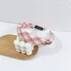 Faixa de Cabelo de Esponja Xadrez para Mulheres, Presilha de Cabelo Versátil para Sair, Acessórios de Cabelo High-End High-Top, Nova Faixa de Cabelo High-Top