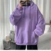 Moletom com capuz espesso para comércio exterior transfronteiriço com forro de fleece, versátil para outono e inverno, cor sólida, solto, moderno, top jaqueta ins