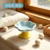 Cuenco de cerámica para mascotas tipo flor de macarrón, cuenco para gatos, anti-barbilla negra, protección del cuello, cuenco de comida inclinado, cuenco de agua, cuenco para perros de alto valor estético
