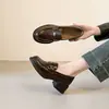 Nuevos Mocasines Retro Británicos de Suela Gruesa para Mujer, Zapatos de Cuero Versátiles sin Cordones con Tacón Grueso para el Trabajo