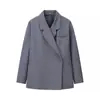 Roupas Femininas Transfronteiriças, Novo Estilo Outono Blazer Casual Europeu e Americano com Design de Fenda Lateral de Botão Duplo