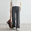 2026 Pantalones Casuales de Tencel Lyocell para Hombre Verano Nuevos Sueltos de Pierna Ancha Rectos Pantalones para Exteriores Gris