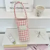 57141 Bolsita para Taza Acolchada de Tela a Cuadros, Bolso de Mano, Bolsa para Taza de Agua, Antiescaldaduras, Suave y Portátil, Bolsita para Taza de Bebida Definitiva