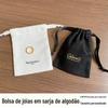 Sacola de presente ecológica de algodão puro sarja de lona com cordão, bolsa de algodão puro de qualidade boutique, bolsa para armazenamento de joias