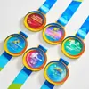 Placas de Cristal Coloridas para Eventos Esportivos Escolares, Medalhas de Honra para Primeiro, Segundo e Terceiro Lugar, Artesanato de Presente para Premiação de Competição Esportiva Estudantil