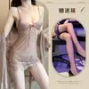 Lingerie Sexy Renda Francesa Transparente Sexy Feminina Suspensório Tule Tentação Tamanho Grande Conjunto de Três Peças Camisola