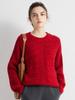 Suéter Feminino Cangling de Cashmere Espesso para Montanha, Cor Sólida, Gola Redonda, Peso Pesado, Solto, Casual, Tricô de Três Agulhas Seis Fios Espessos