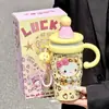 Taza Aislada para Mujer con Estampado de Leopardo y Temática de Gatos, Modelo Nuevo 2026, Taza de Café/Agua de Alto Valor con Popote para Uso en Exteriores