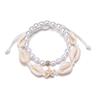 Pulsera Elástica de Perlas Ajustable con Línea de Cera Impermeable de Concha Turquesa Estilo Vacacional Bohemio Set de 2 Piezas Pulsera
