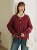 Nuevo Cárdigan de Punto de Lana Pura 2025 Cuello Redondo Cable Grueso Color Sólido Holgado Suave Cera Manga Larga Botones Chaqueta para Mujer