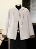 La nueva colección de otoño de mamá: Abrigo de lana estilo chino para mujeres de mediana edad y mayores, moderno abrigo de lana de doble cara para primavera y otoño con botones decorativos
