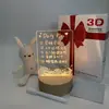 Venta caliente transfronteriza base de madera maciza Tablero de mensajes luz de noche 3D Luz creativa acrílico lámpara de mesa de ambiente