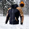 Sudadera con capucha y cremallera de forro polar con bloques de color para hombre 2026, una prenda exterior versátil de invierno para ventas transfronterizas