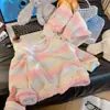 Conjunto de Ropa de Casa de Medio Terciopelo para Niños 2025 Nuevo Estilo Otoño e Invierno Dibujos Animados Lindos Pijama Cálido Familiar para Niños y Niñas