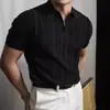 Tejido Nuevo Estilo Cremallera Muy Recomendada Versión Manga Verano Americano Alta Calidad Estilo Delgado Camisa Polo Hombre Corta Seda de Hielo Blanca