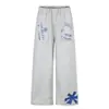 Pantalones Casuales de Retazos Americanos para Hombre High Street Diseño Trendy Sentido del Diseño Deshilachados Sueltos Deportivos Pierna Ancha Rectos Largos