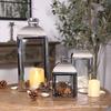 Candelabro de aço inoxidável estilo europeu dourado prateado com vidro Lâmpada de Manteiga Adoração a Buda Abajur à prova de vento Lanterna de decoração de casamento Ornaments