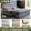 Cama tapizada suave con hebilla de rejilla cuadrada minimalista moderna color blanquecino dormitorio principal cama doble de 1.8 m minimalismo italiano base baja cama de boda