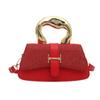 Estilo Ocidental Nova Bolsa Feminina Simples de Grande Capacidade 2025 Metal Texturizado Ombro Único Axila Transversal Pequena Bolsa Quadrada