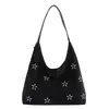 Bolsa tote vintage de grande capacidade com design de bordado de flor de ameixeira, bolsa estilosa para o trabalho e para a escola, bolsa de ombro de alto valor, bolsa da moda