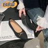 Sapatilhas Macias com Laço, Sapatos Versáteis de Bico Redondo, Sapatilhas de Bico Quadrado, Design Exclusivo Feminino, Sapatos Femininos Simples, Novo Estilo 2025