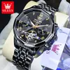 Reloj Marca Oris con Respaldo de Celebridad Multifuncional Hueco Popular Luminoso Mecánico Reloj para Hombre Reloj para Hombre
